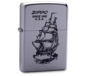 Зажигалка ZIPPO Boat-Zippo, с покрытием Satin Chrome™, латунь/сталь, серебристая, 36x12x56 мм