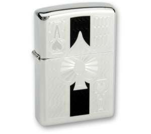 Зажигалка ZIPPO Ace с покрытием High Polish Chrome, латунь/сталь, серебристая, 36x12x56 мм
