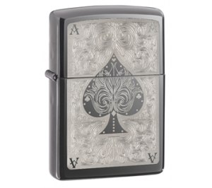 Зажигалка ZIPPO Classic с покрытием Black Ice ®, латунь/сталь, чёрная, глянцевая, 36x12x56 мм