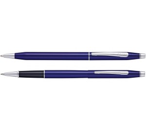 Набор Cross Classic Century Translucent Blue Lacquer: шариковая ручка и ручка-роллер, цвет - синий