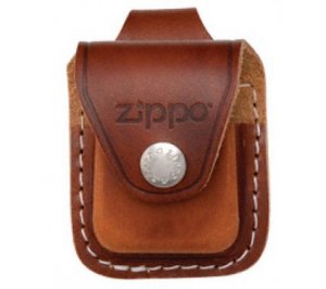 Чехол ZIPPO для широкой зажигалки, кожа, с кожаным фиксатором на ремень, коричневый, 57x30x75 мм