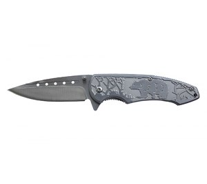 Нож складной Stinger, 85 мм (серебристый), рукоять: сталь/алюмин. (серебр.), с клипом, короб.картон