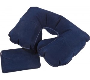 Надувная подушка под шею в чехле, темно-синяя