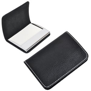 Визитница. Металл, искусственная кожа. Черный
