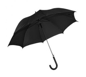 Зонт-трость с пластиковой ручкой, полуавтомат; черный