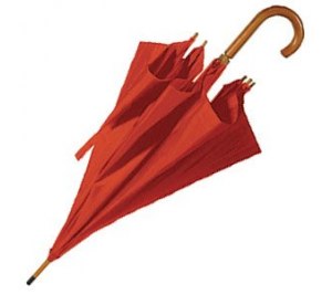 Зонт-трость с деревянной ручкой, полуавтомат; красный; D=103 см; нейлон; шелкография