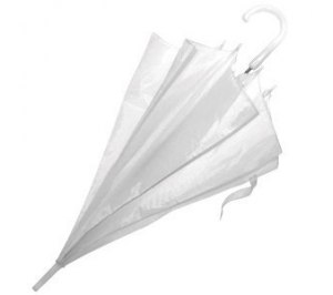 Зонт-трость полуавтомат с пластиковой ручкой, Белый