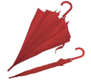 Зонт-трость с пластиковой ручкой, полуавтомат; красный; D=103 см; нейлон; шелкография