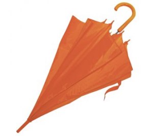 Зонт-трость полуавтомат с пластиковой ручкой, оранжевый