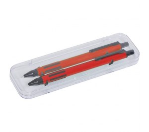 FUTURE Набор ручка и карандаш в прозрачном футляре, красный