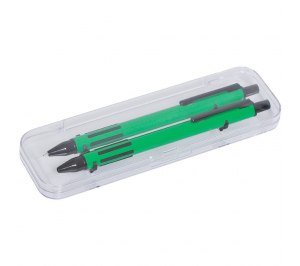 FUTURE Набор ручка и карандаш в прозрачном футляре, зеленый