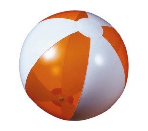Мяч надувной пляжный, прозрачный оранжевый