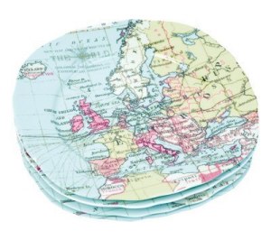 Набор из 4-х тарелок «Карта мира»
