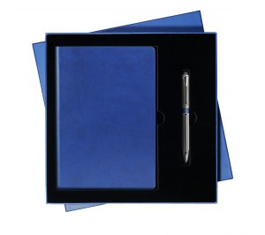 Подарочный набор Portobello/Sky синий-серый (Ежедневник недат А5, Ручка),черный ложемент