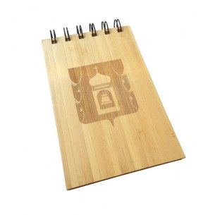 Гравировка на блокнотах с деревянной обложкой