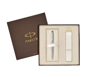 Набор подарочный "Parker Sonnet Stainless Steel CT BP + белый чехол для ручки" M