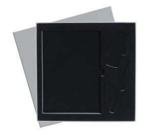 NG ПОДАРОЧНАЯ КОРОБКА ПОД ЕЖЕДНЕВНИК+РУЧКА+ВНЕШ.АККУМУЛЯТОР, СЕРАЯ, 250*250 мм, с ложементом