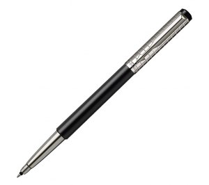 Ручка-роллер "Parker Vector Premium Satin Black Stainless Steel Chiselled",F, черный стержень