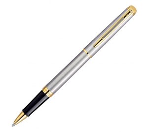 Ручка - роллер "Waterman Hemisphere Stainless Steel GT" F черный стержень