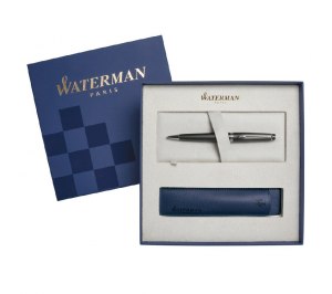 Набор подарочный "Waterman Expert Matte Black CT BP + чехол для ручки