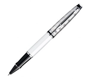 Авторучка-роллер "Waterman Expert Deluxe White CT" F, стержень черный