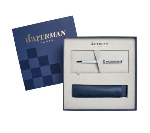 Набор подарочный "Waterman Hemisphere White CТ BP + чехол для ручки" M, синий стержень