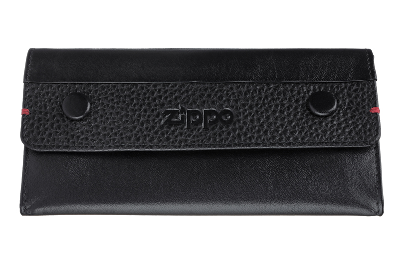 Кисет для табака ZIPPO, чёрный, натуральная кожа, 15x2,5x8 см