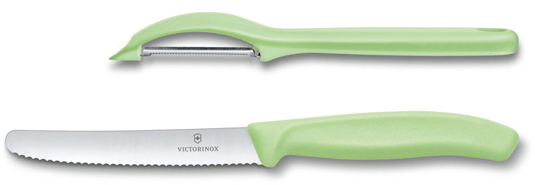Набор из 2 ножей VICTORINOX Swiss Classic: нож для овощей и столовый нож 11 см, салатовая рукоять