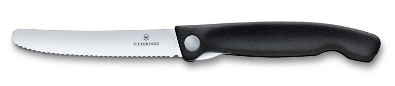 Нож для овощей VICTORINOX SwissClassic, складной, лезвие 11 см с волнистой заточкой, чёрный