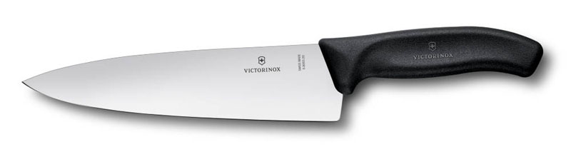 Нож разделочный VICTORINOX SwissClassic, широкое лезвие 20 см, чёрный, в картонном блистере