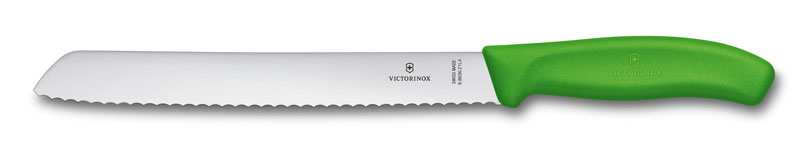Нож для хлеба VICTORINOX SwissClassic, лезвие 21 см с серейторной заточкой, зелёный, в блистере