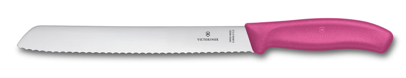 Нож для хлеба VICTORINOX SwissClassic, лезвие 21 см с серейторной заточкой, розовый, в блистере