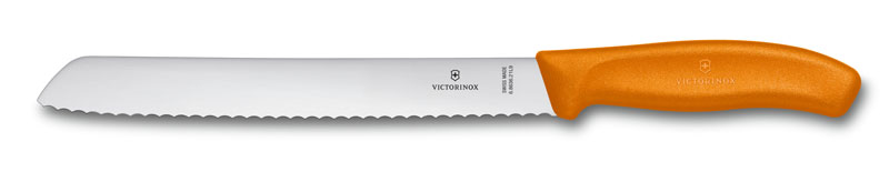 Нож для хлеба VICTORINOX SwissClassic, лезвие 21 см с серейторной заточкой, оранжевый, в блистере