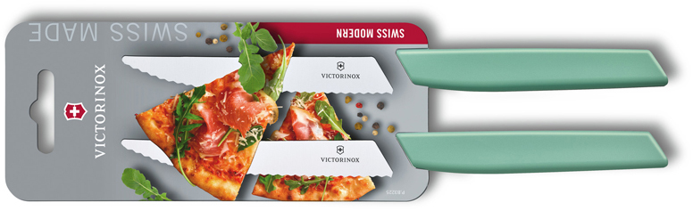 Набор из 2 ножей для стейка и пиццы VICTORINOX Swiss Modern, 12 см, с волнистой кромкой, в блистере