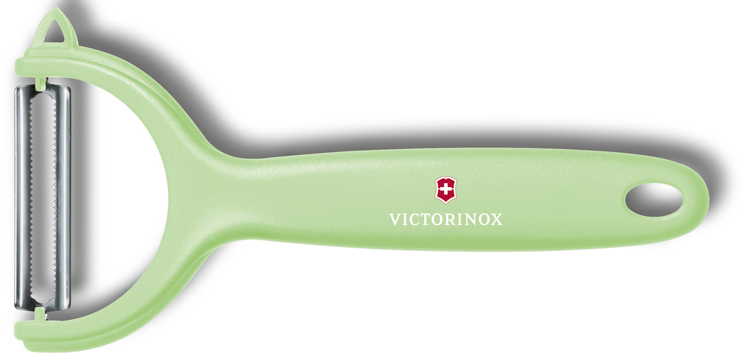Нож для чистки томатов и киви VICTORINOX, двусторонее зубчатое лезвие, салатовая рукоять