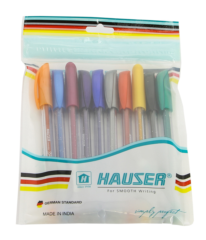 Набор: Гелевая ручка Hauser Bling, чернила с блестками - 10шт, чехол