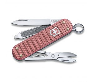 Нож-брелок VICTORINOX Classic SD Precious Alox "Gentle Rose", 58 мм, 5 функций, розовый