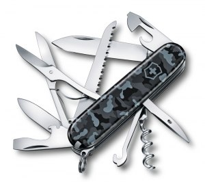 Нож перочинный VICTORINOX Huntsman Navy Camouflage, 91 мм, 15 функций, серо-синий камуфляж