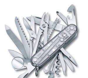 Нож перочинный VICTORINOX Swiss Champ, 91 мм, 33 функции, полупрозрачный серебристый
