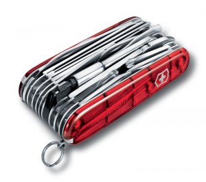 Нож перочинный VICTORINOX Swiss Champ XLT, 91 мм, 49 функций, полупрозрачный красный