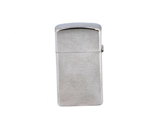 Зажигалка ZIPPO Slim® с покрытием Brushed Chrome, латунь/сталь, серебристая, матовая, 30х10x55 мм