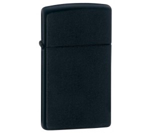 Зажигалка ZIPPO Slim® с покрытием Black Matte, латунь/сталь, чёрная, матовая, 30x10x55 мм