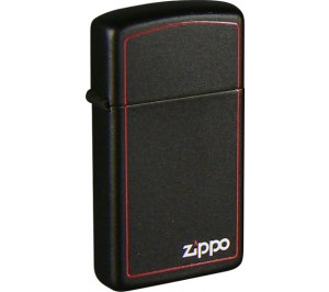 Зажигалка ZIPPO Slim® с покрытием Black Matte, латунь/сталь, чёрная, матовая, 30x10x55 мм