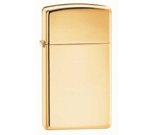 Зажигалка ZIPPO Slim® с покрытием High Polish Brass, латунь/сталь, золотистая, 30x10x55 мм