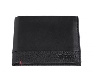 Портмоне ZIPPO с защитой от сканирования RFID, чёрное, натуральная кожа, 11,5?2?9,5 см
