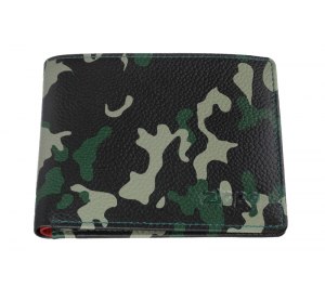 Портмоне ZIPPO, зелёно-чёрный камуфляж, натуральная кожа, 10,8?2,5?8,6 см