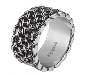 Кольцо ZIPPO, серебристое, с плетёным орнаментом, нержавеющая сталь, диаметр 21,7 мм