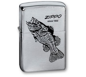 Зажигалка ZIPPO Black Bass, с покрытием Brushed Chrome, латунь/сталь, серебристая, 36x12x56 мм