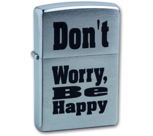 Зажигалка ZIPPO Don`t Worry, с покрытием Brushed Chrome, латунь/сталь, серебристая, 36x12x56 мм