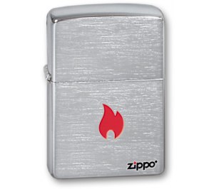 Зажигалка ZIPPO Flame, с покрытием Brushed Chrome, латунь/сталь, серебристая, матовая, 36x12x56 мм